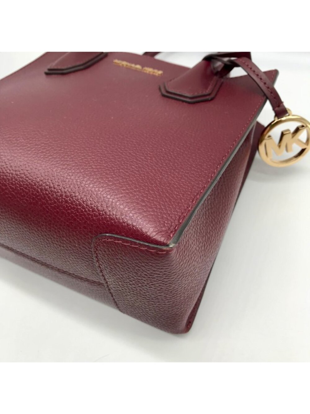 Michael Kors Burgundy Pebbled Leather Mercer Convertible Satchel - Picture 6 of 10